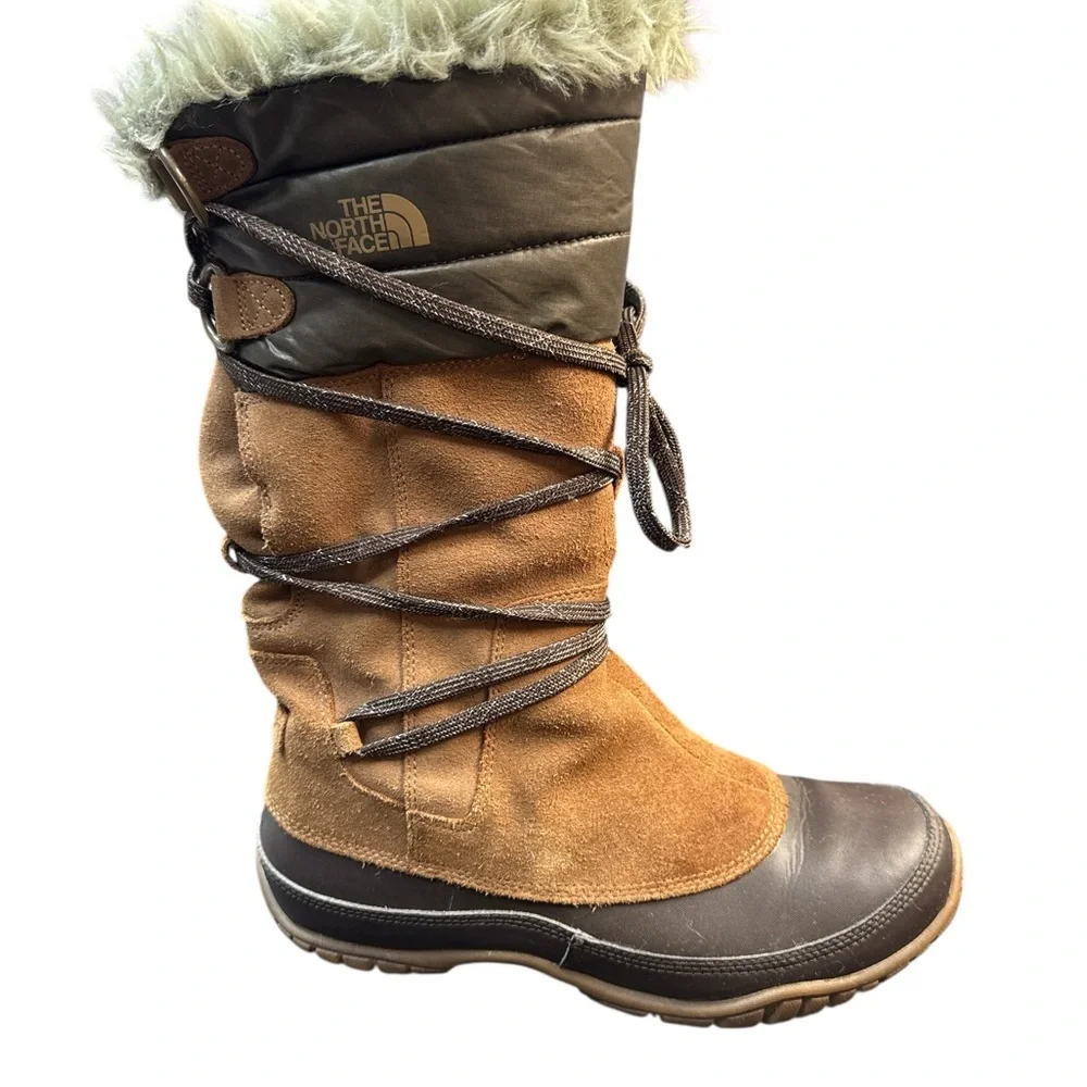 The North Face Women's Brown Suede Winter Boots Primaloft Fur Size 7 - Picture 7 of 9